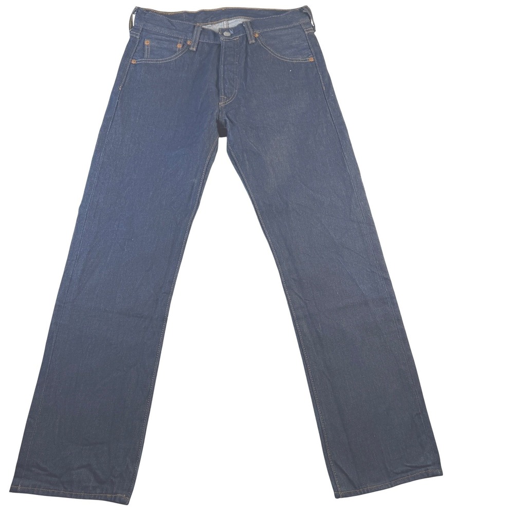 Levis 501 Original Fit Jeans Mens 30x30 Dark Indigo Blue Button Fly 00501-0000